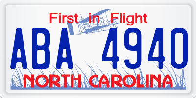 NC license plate ABA4940