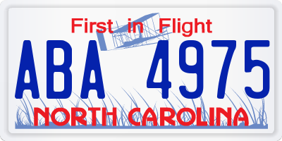 NC license plate ABA4975