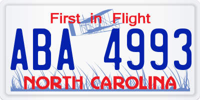 NC license plate ABA4993