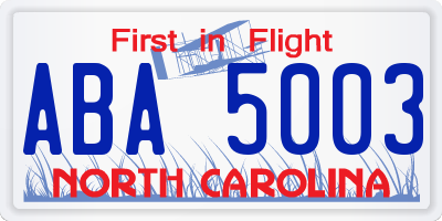 NC license plate ABA5003