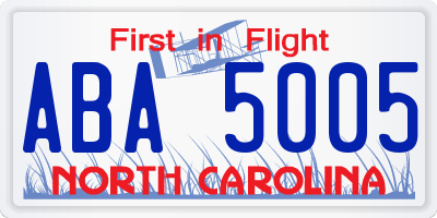 NC license plate ABA5005