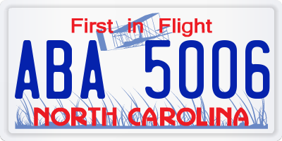 NC license plate ABA5006