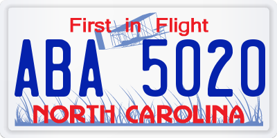 NC license plate ABA5020