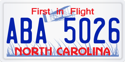 NC license plate ABA5026