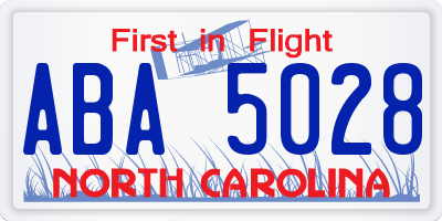NC license plate ABA5028