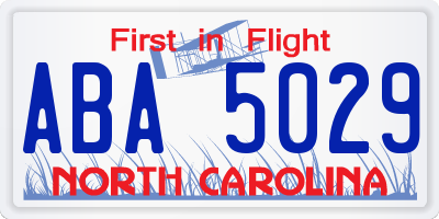 NC license plate ABA5029