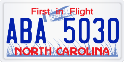 NC license plate ABA5030