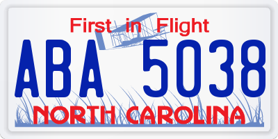 NC license plate ABA5038