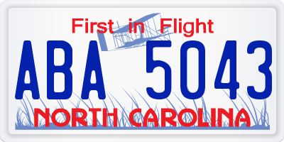 NC license plate ABA5043