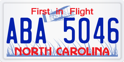 NC license plate ABA5046