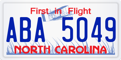 NC license plate ABA5049