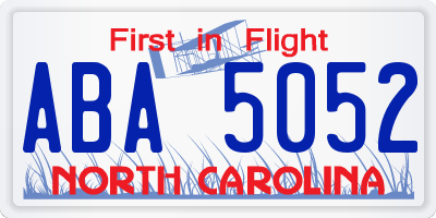 NC license plate ABA5052
