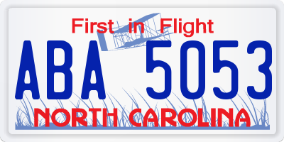 NC license plate ABA5053