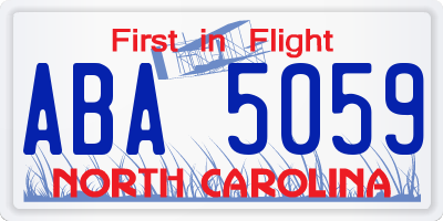 NC license plate ABA5059