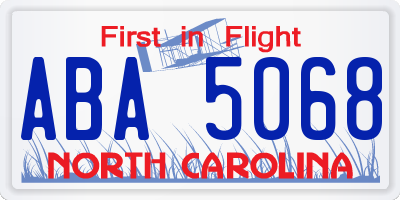 NC license plate ABA5068