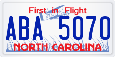 NC license plate ABA5070