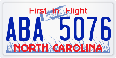 NC license plate ABA5076