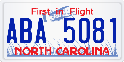 NC license plate ABA5081