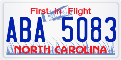 NC license plate ABA5083