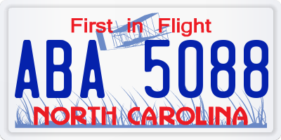 NC license plate ABA5088
