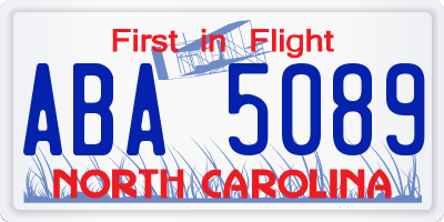 NC license plate ABA5089