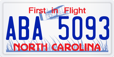 NC license plate ABA5093