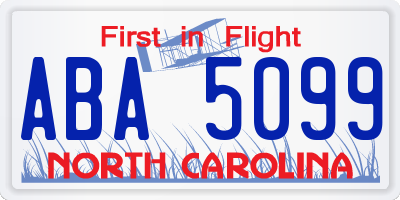 NC license plate ABA5099