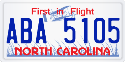 NC license plate ABA5105