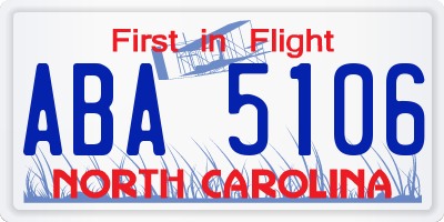 NC license plate ABA5106