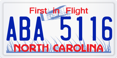 NC license plate ABA5116