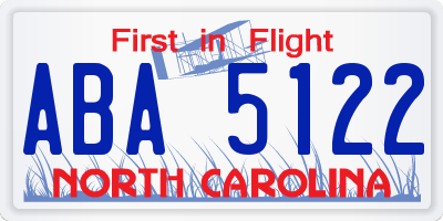 NC license plate ABA5122