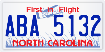 NC license plate ABA5132
