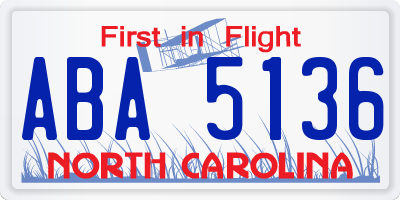 NC license plate ABA5136