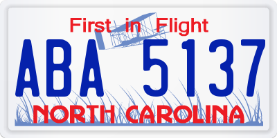 NC license plate ABA5137