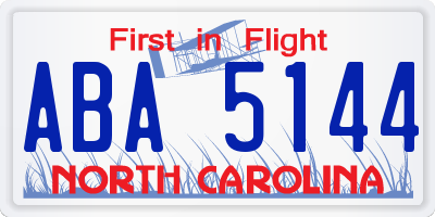 NC license plate ABA5144
