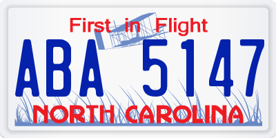 NC license plate ABA5147