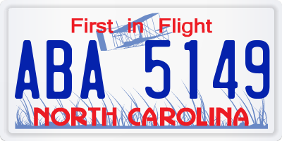 NC license plate ABA5149