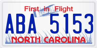 NC license plate ABA5153