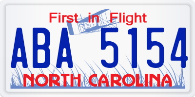 NC license plate ABA5154