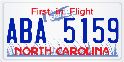 NC license plate ABA5159