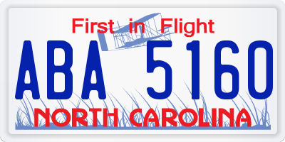 NC license plate ABA5160