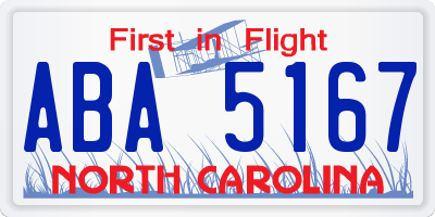 NC license plate ABA5167