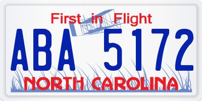 NC license plate ABA5172