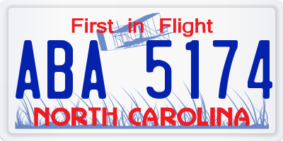 NC license plate ABA5174