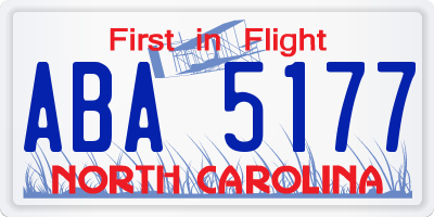 NC license plate ABA5177