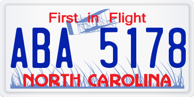 NC license plate ABA5178
