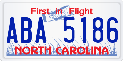 NC license plate ABA5186