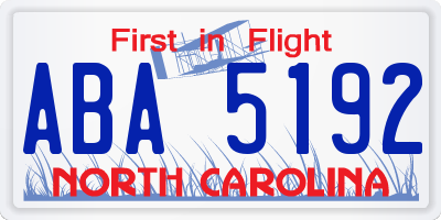 NC license plate ABA5192