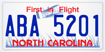 NC license plate ABA5201