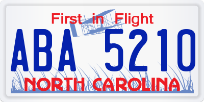 NC license plate ABA5210